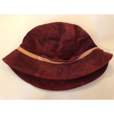 Coach s Burgundy Suede Leather  Bucket Crusher Hat Discontinued. SZ M/L  eb-71151884